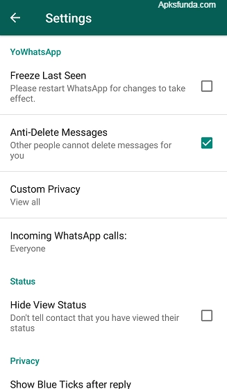 YoWhatsApp Custom Privacy