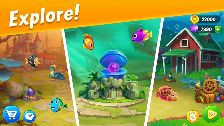 The gameplay of Fishdom MOD APK